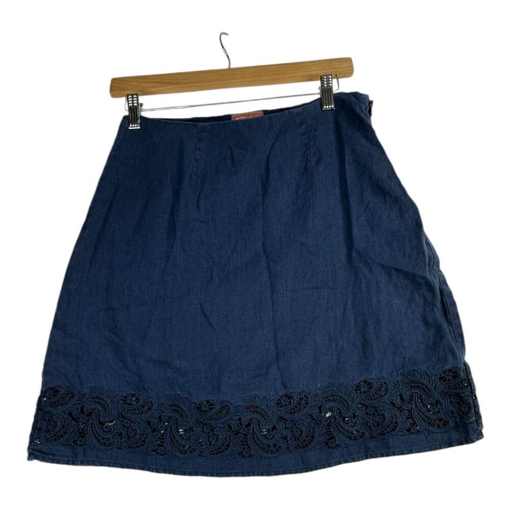 Tommy Bahama Relax 100% Linen Short Skirt size 2 Blue‎